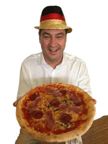 Söder mit einer Pizza