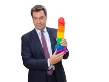 Söder mit einem regenbogenfarbenen Mitbringsel