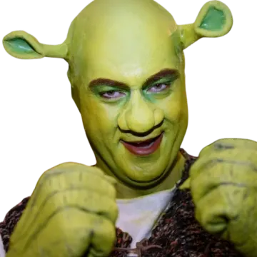 Söder als Shrek verkleidet